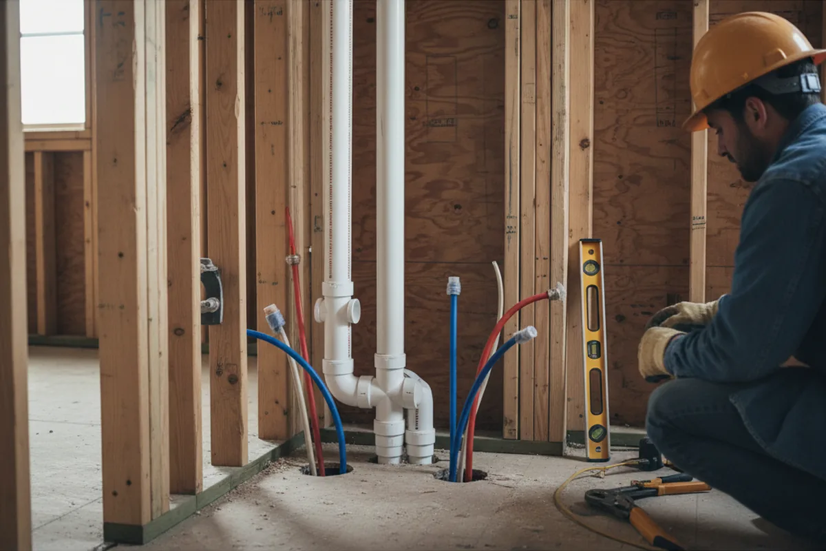 Drain and supply rough-in during Leak Detection in Beaver Meadows
